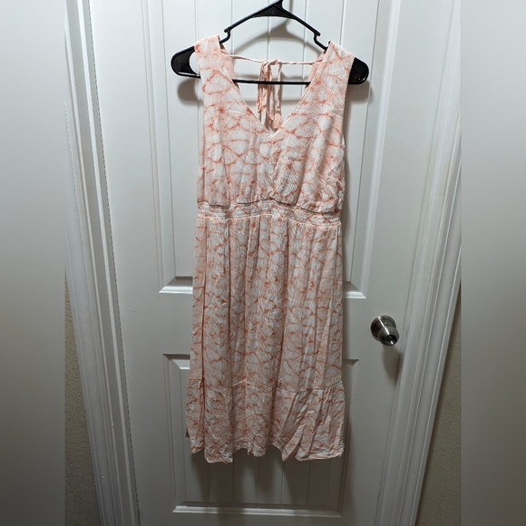 Isabel Maternity Sleeveless Dress Size Small Mauve And Peach. Elastic Waist - Picture 2 of 5